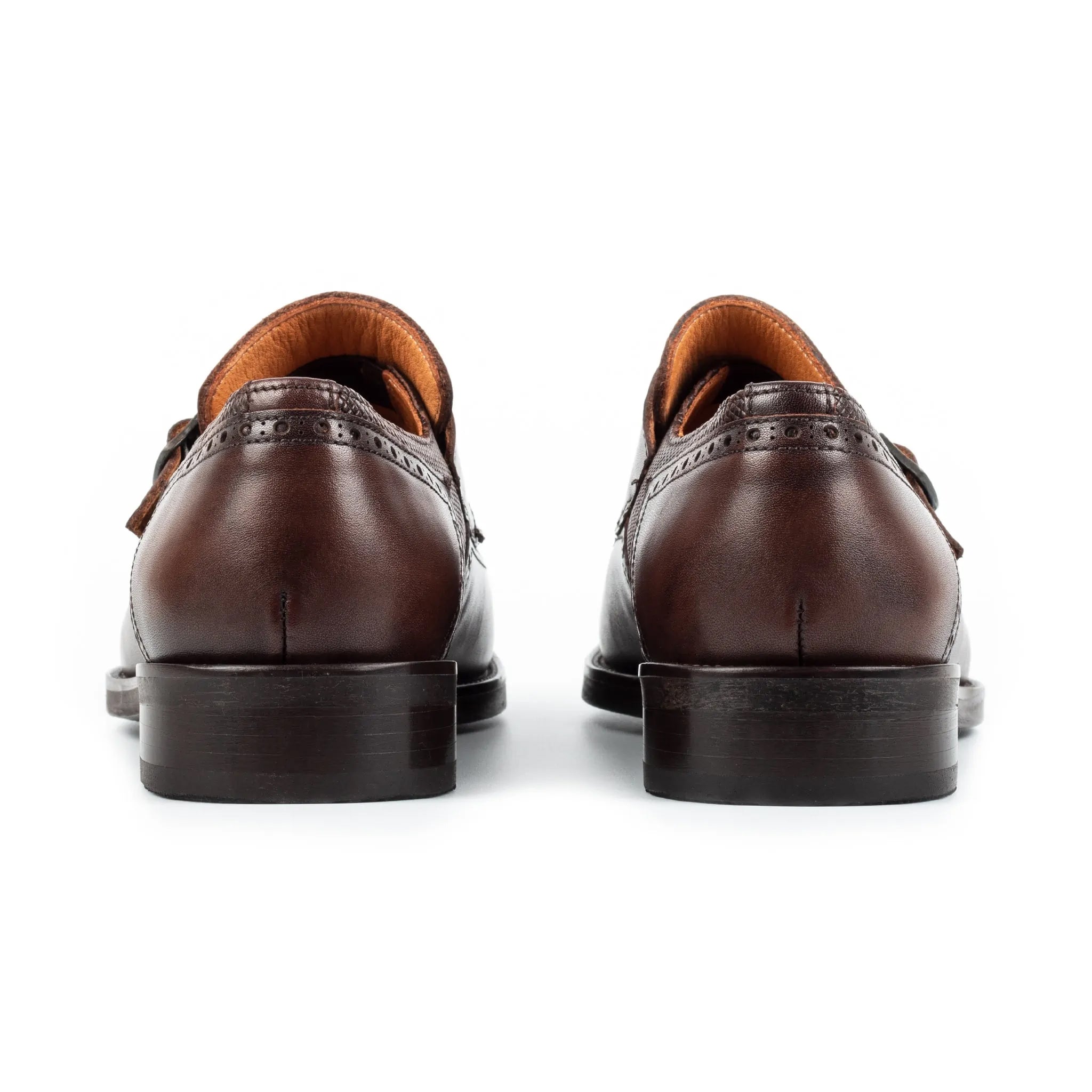 Leather Double Monk Strap Men's Shoes