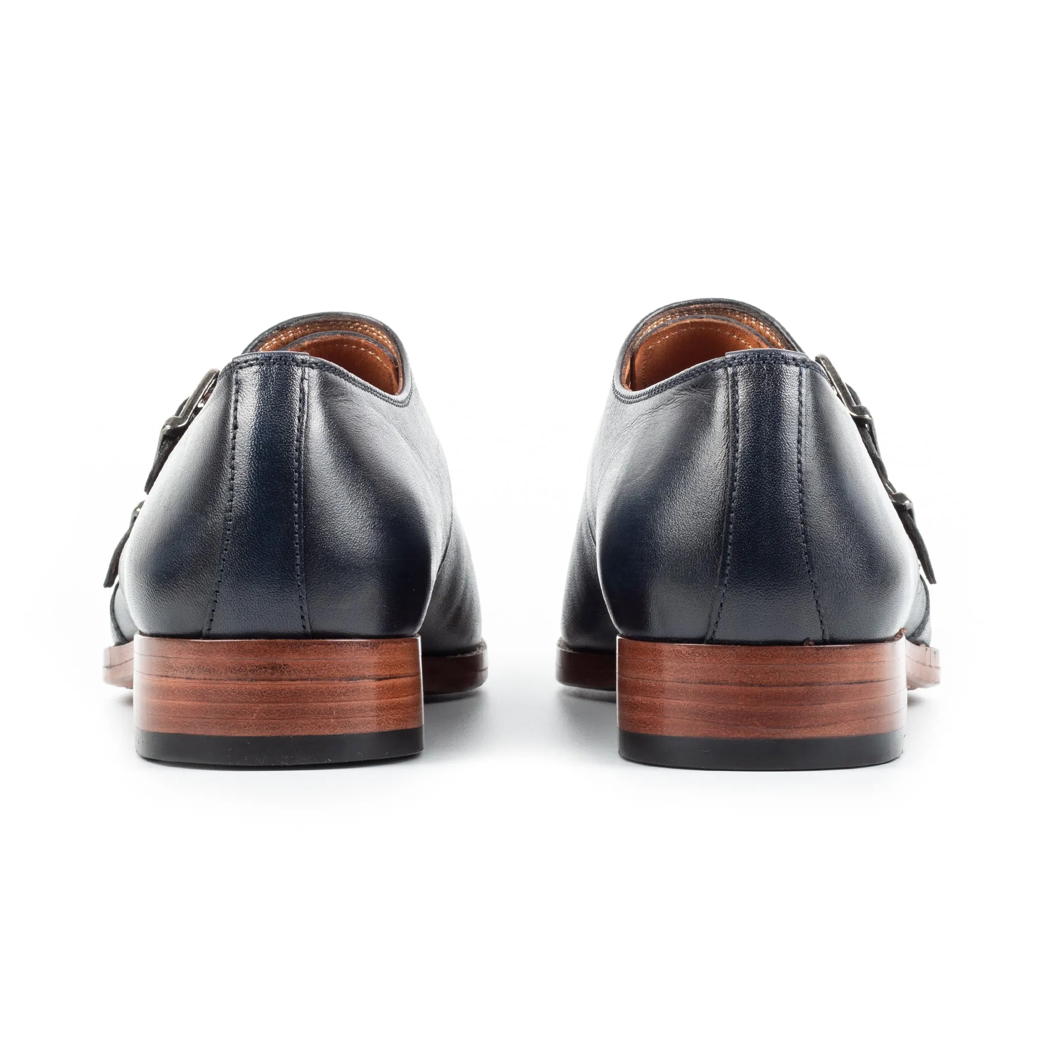 Midnight Genuine Leather Double Monk Strap Men's Shoes