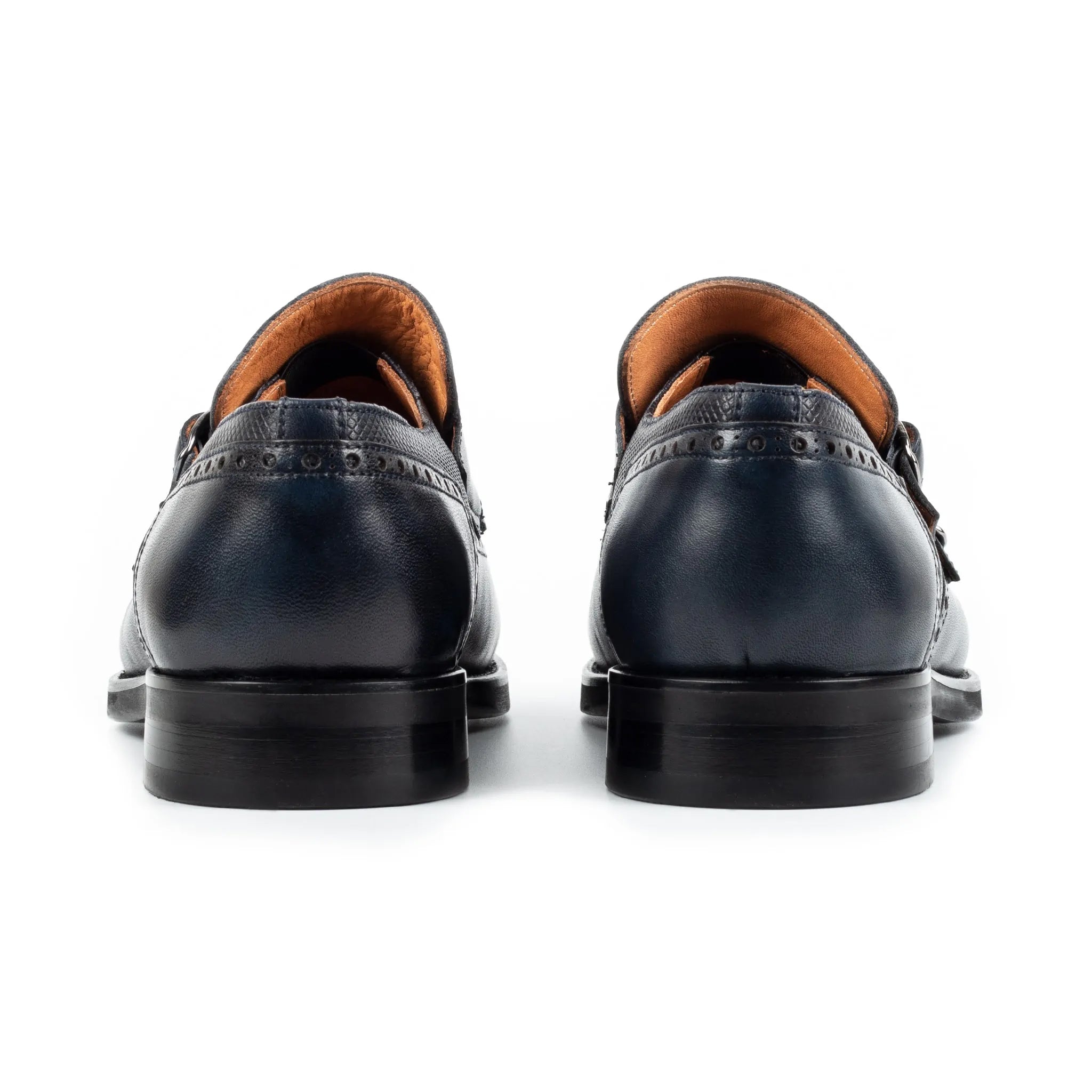 Navy Double Monk Strap Men's Shoes