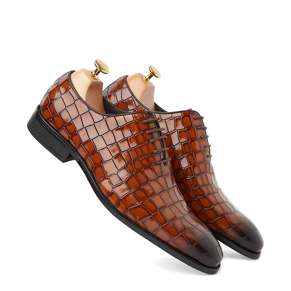 Croc Leather Oxford Shoes For Men