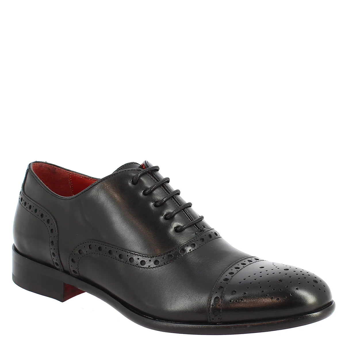 Black Leather Oxford  Lace-up Shoe