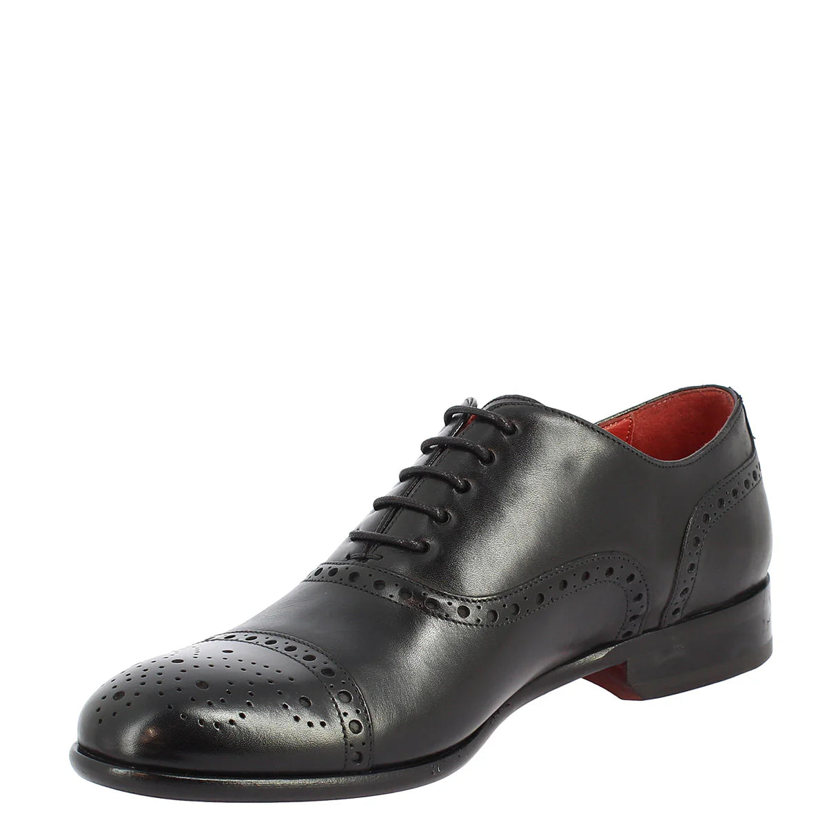 Black Leather Oxford  Lace-up Shoe