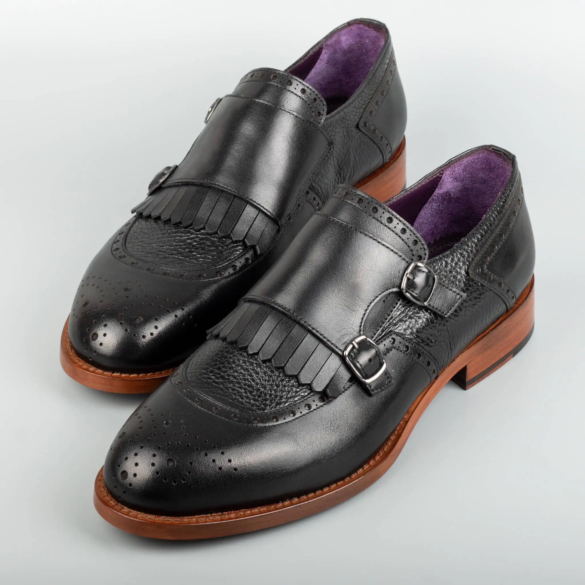 Brogue Double Monk Strap Men's Shoes