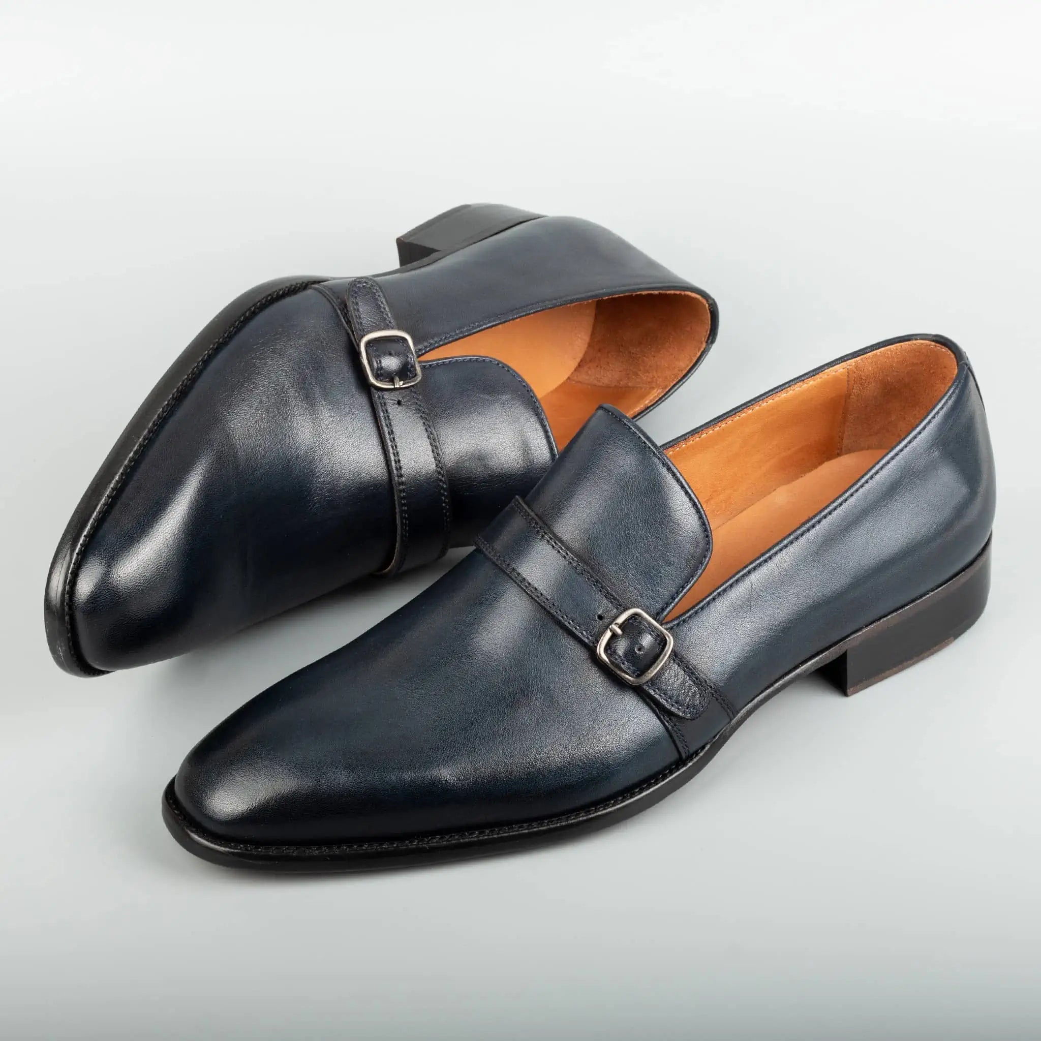 Midnight Single Monk Strap Men's Leather Shoes