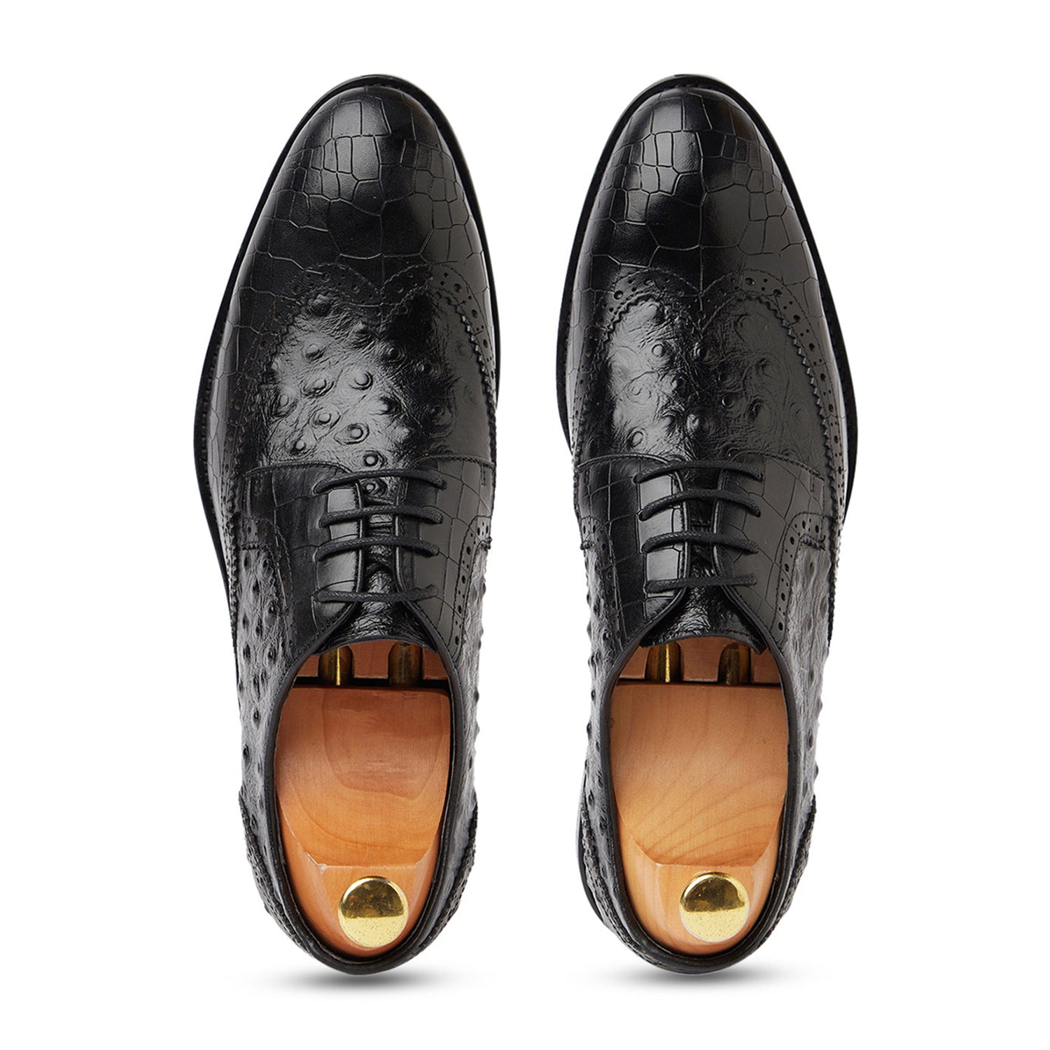 Ostrich Crocodile Brown Shoes