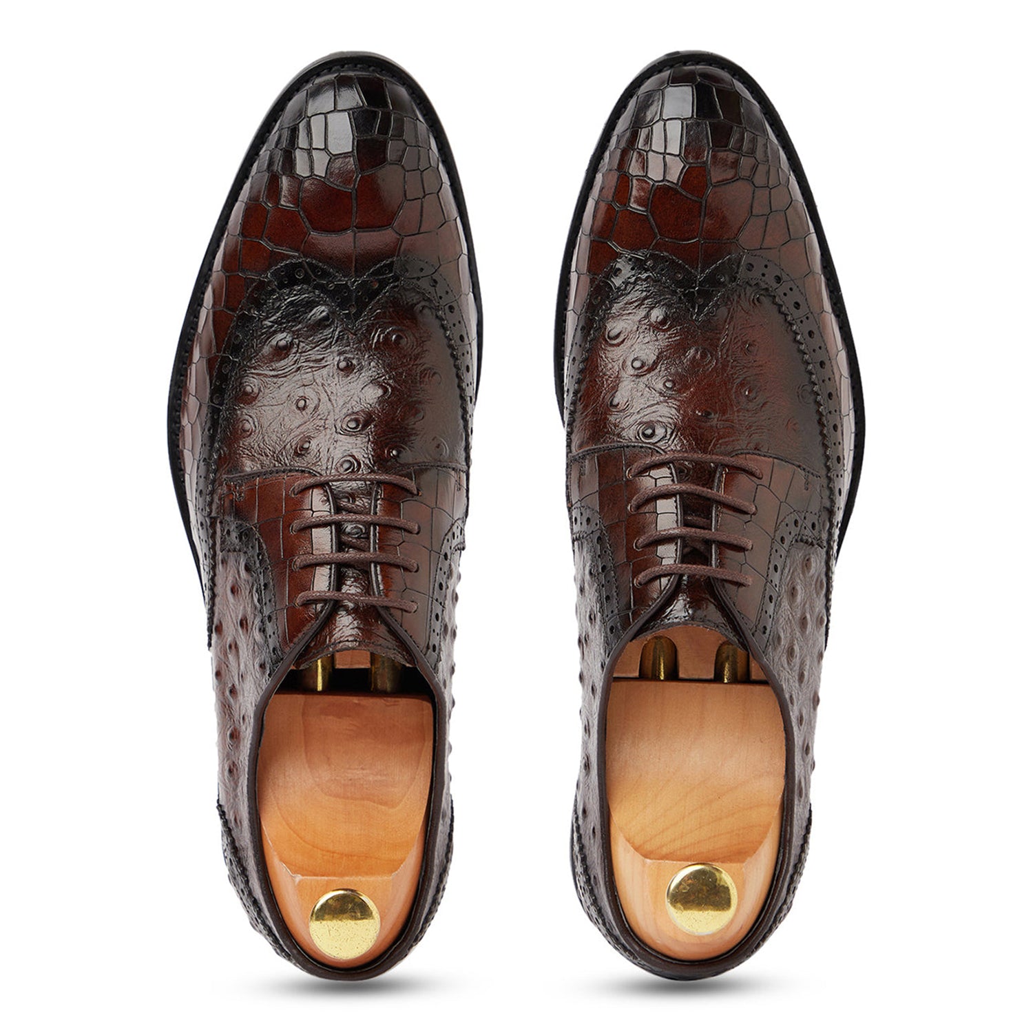 Ostrich Crocodile Brown Shoes