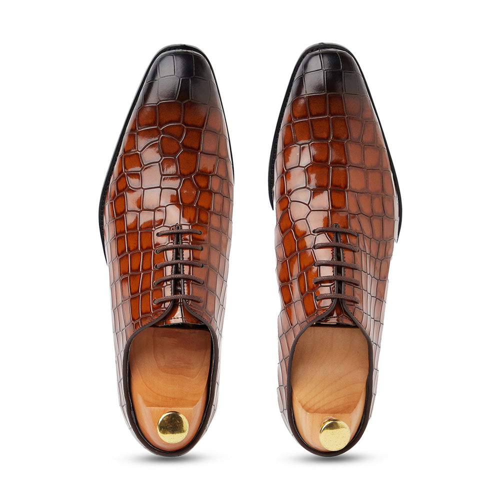 Croc Leather Oxford Shoes For Men