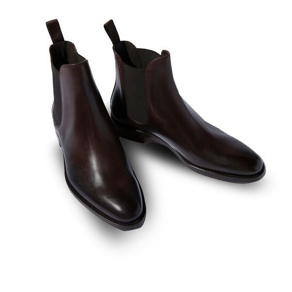 Classic Chelsea Round Toe Shade Burgundy  Leather Boots