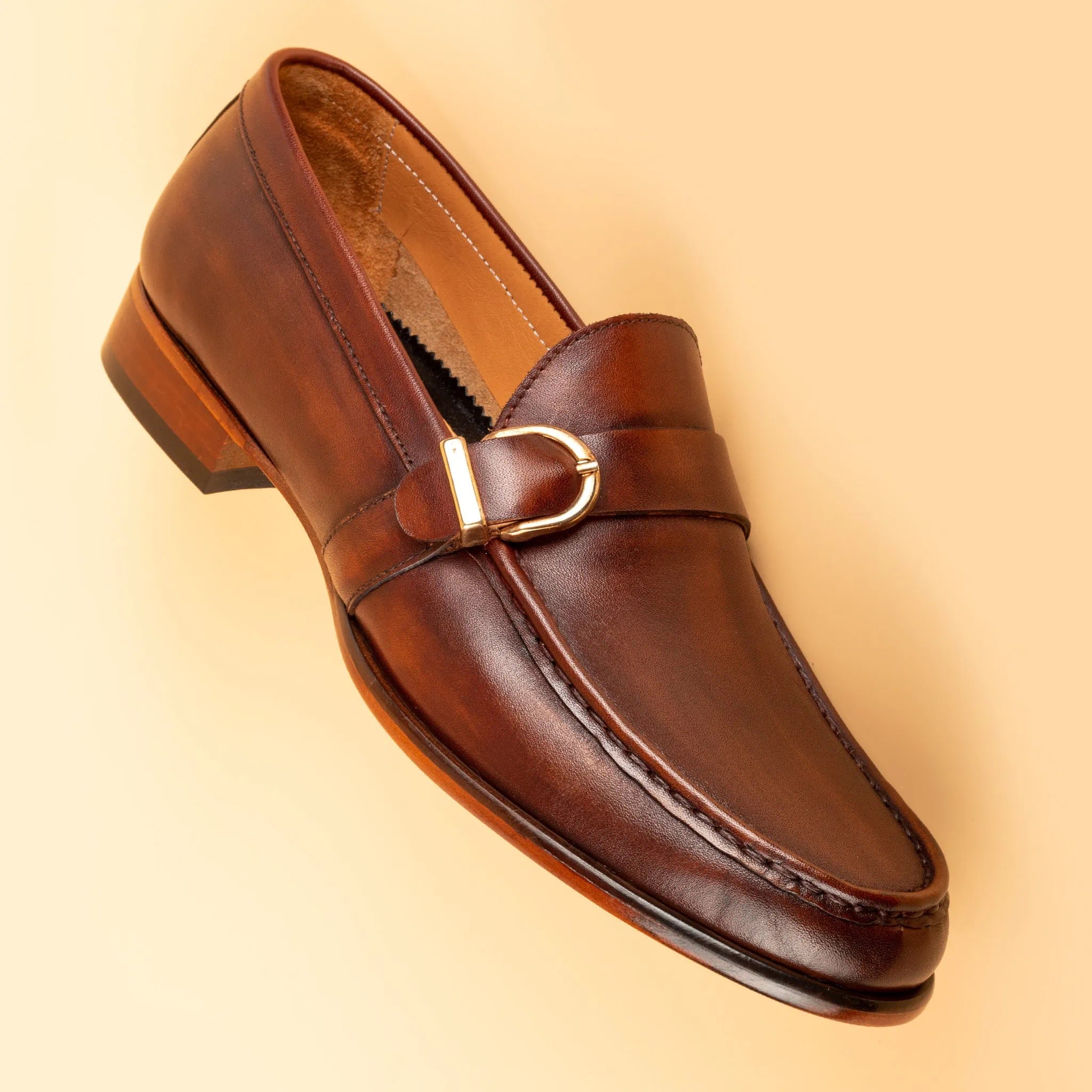 Enzo Copper Single Monk Strap Shoes