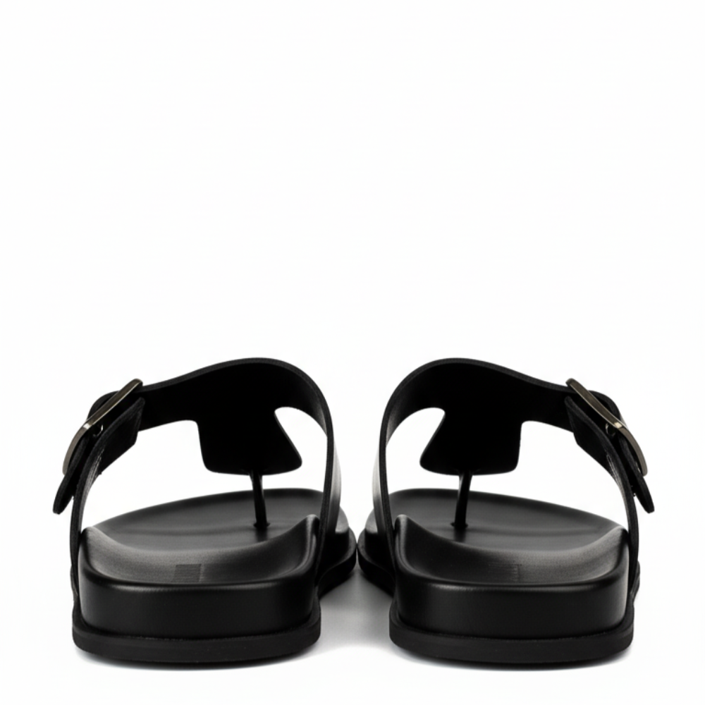 Men Slip On Leather Buckle Sandal