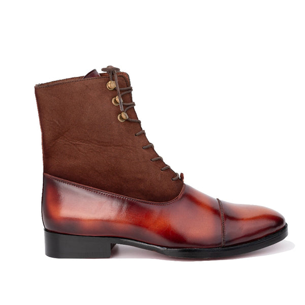 Captoe Suede High Ankle Boots