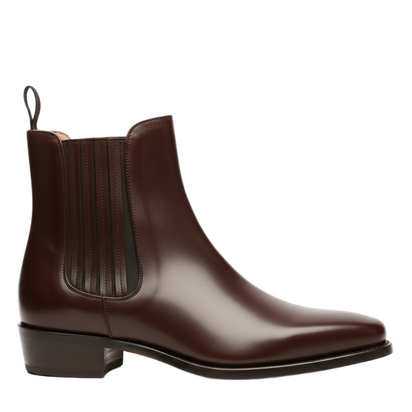 Gloss Finish Classic Chelsea Leather Boots - Brown