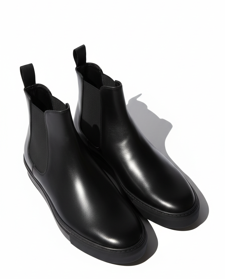 Classic Chelsea Round Toe Leather Ankle Boots