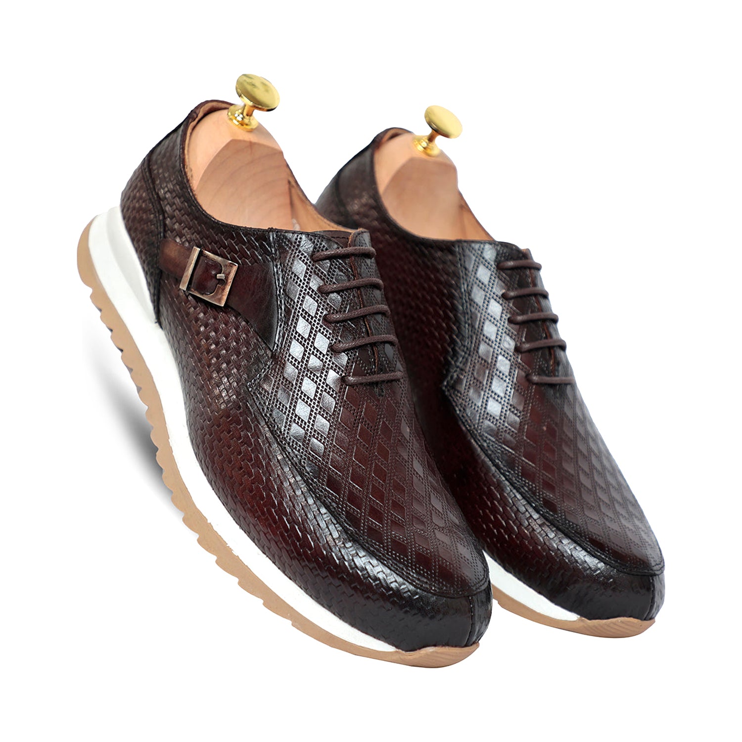 Textured Leather Coffee Sneaker