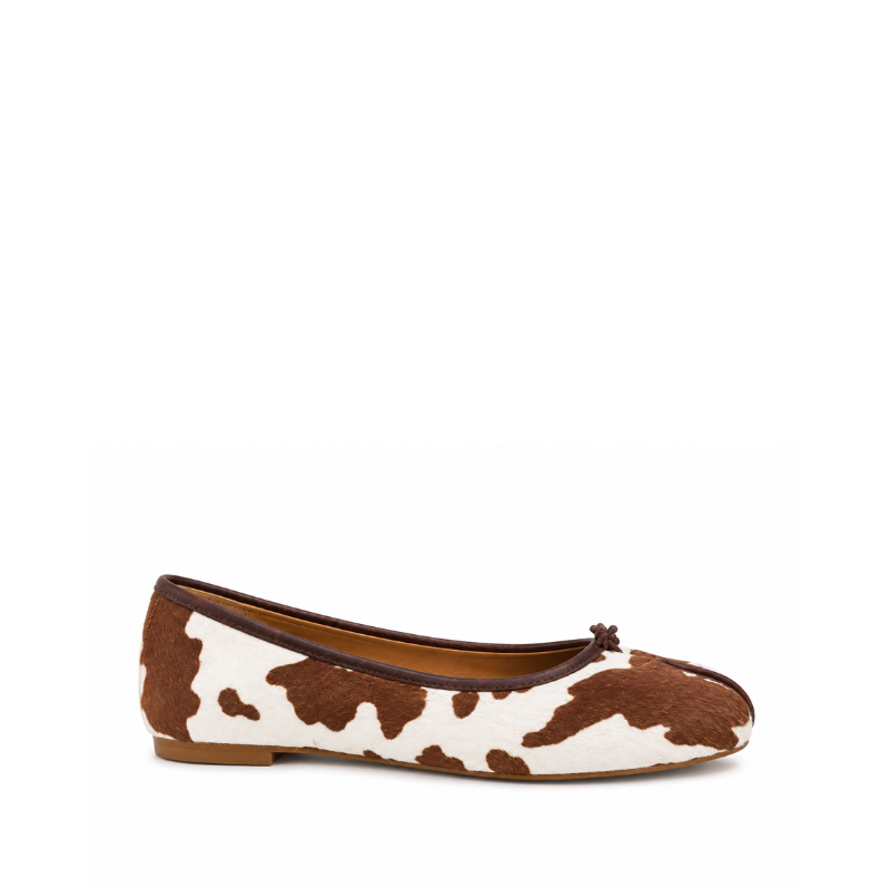 Adore Cow Print Tabi Ballet Flats