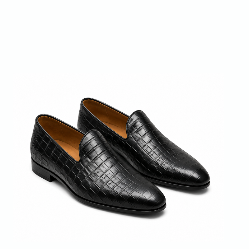 Aegis Crocodile Texture Leather Loafer