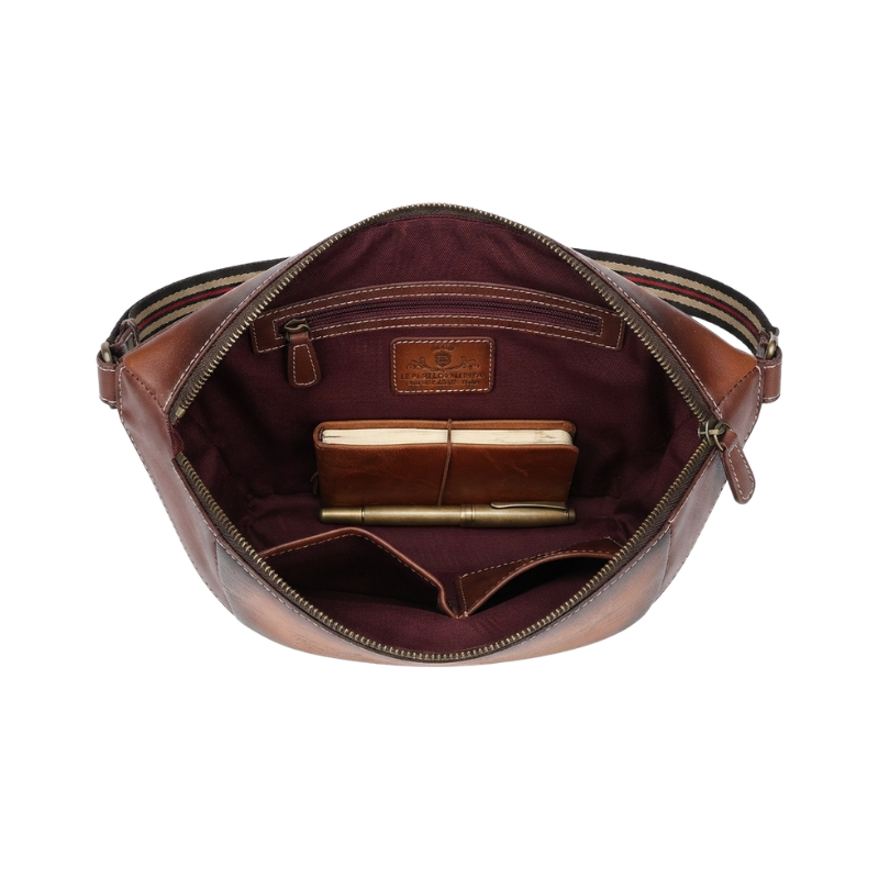 Aged Elegance with Scripted Crossbody Messenger