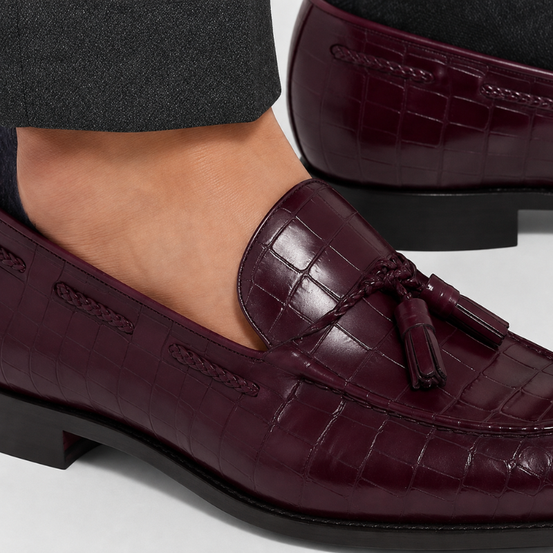Alfred Croco Leather Luxe Tassel Loafer