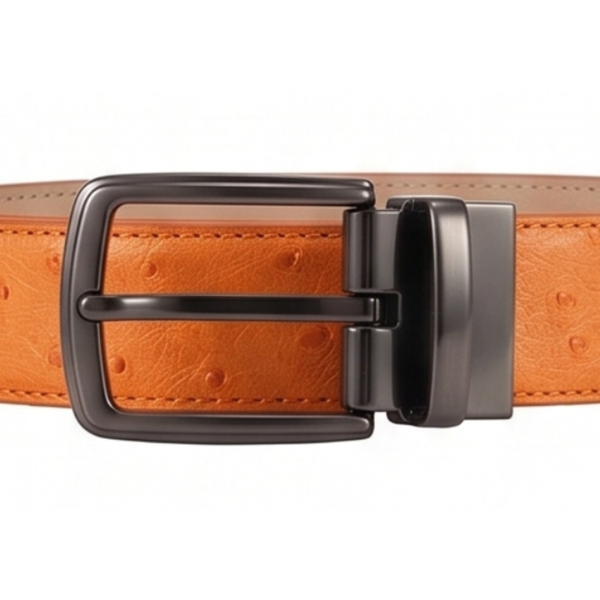 Amber Ostrich Grain Genuine Leather Belt