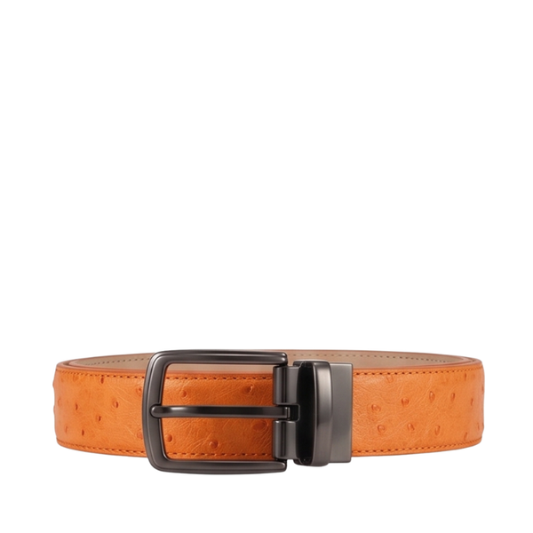 Amber Ostrich Grain Genuine Leather Belt