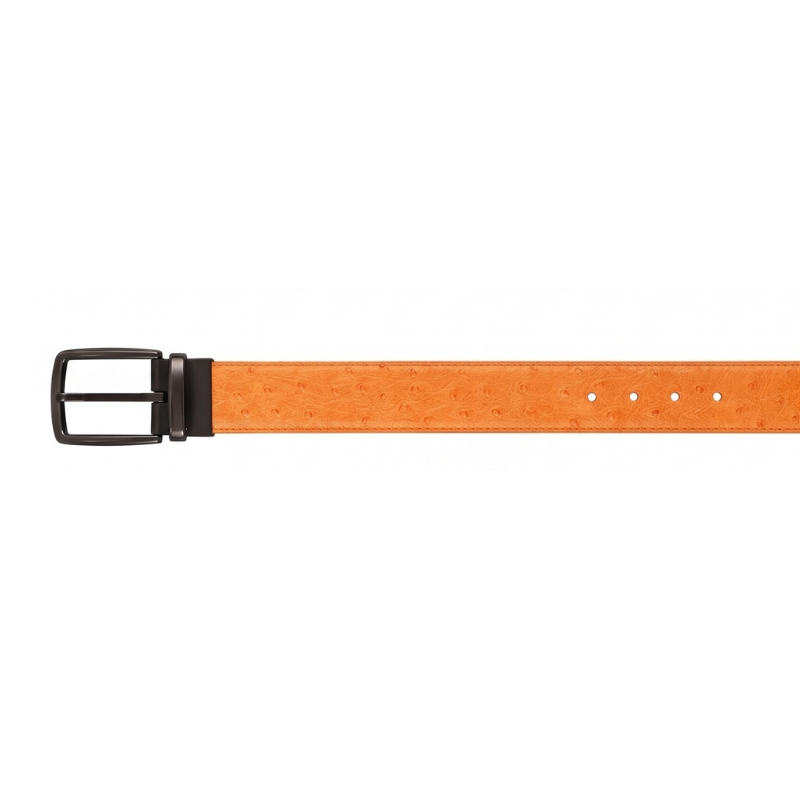 Amber Ostrich Grain Genuine Leather Belt