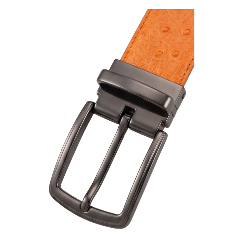 Amber Ostrich Grain Genuine Leather Belt