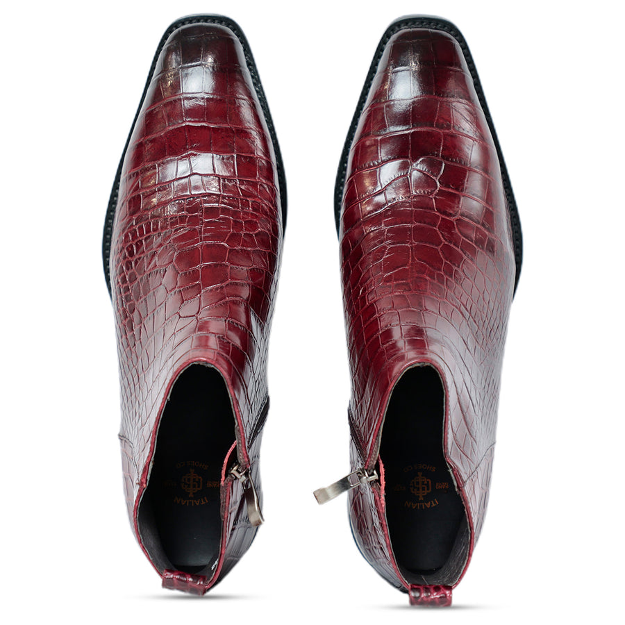 Antilia Croco Burgundy Boots