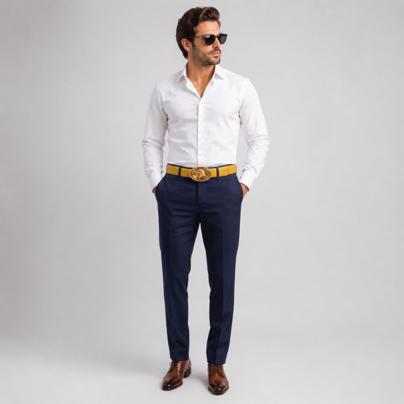 Aquila Eagle Croc Luxury Nubuck Leather Belt