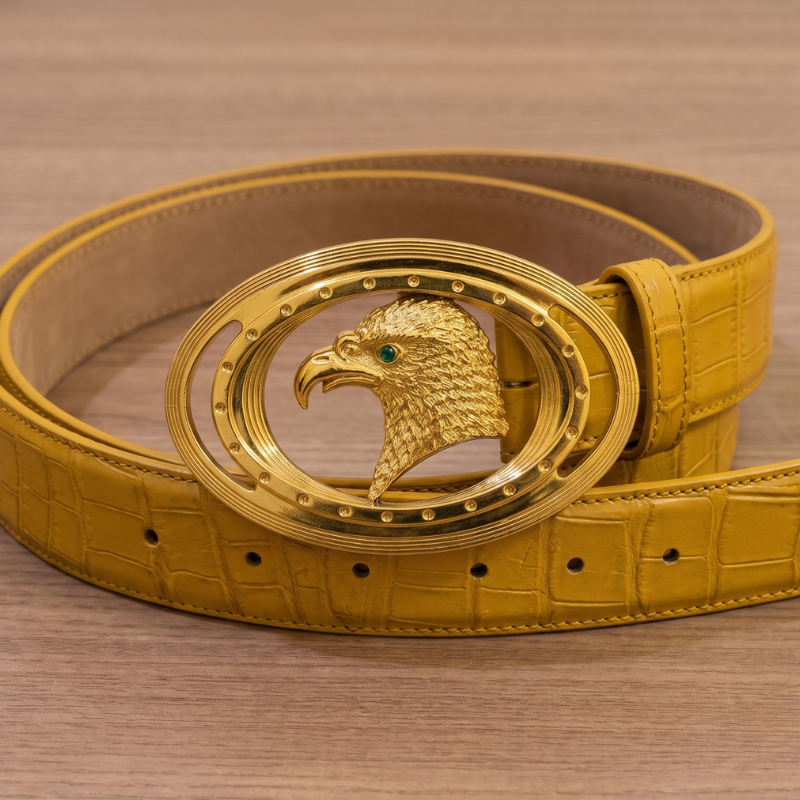 Aquila Eagle Croc Luxury Nubuck Leather Belt