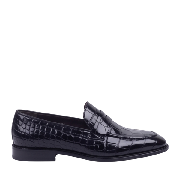 Archer Croc Luxury Loafers - Black