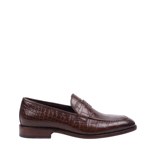 Archer Croc Luxury Loafers - Dark Brown
