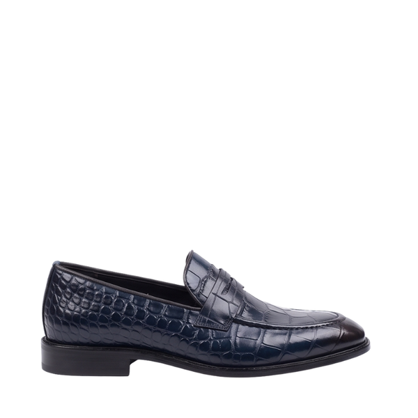 Archer Croc Luxury Loafers - Navy Blue