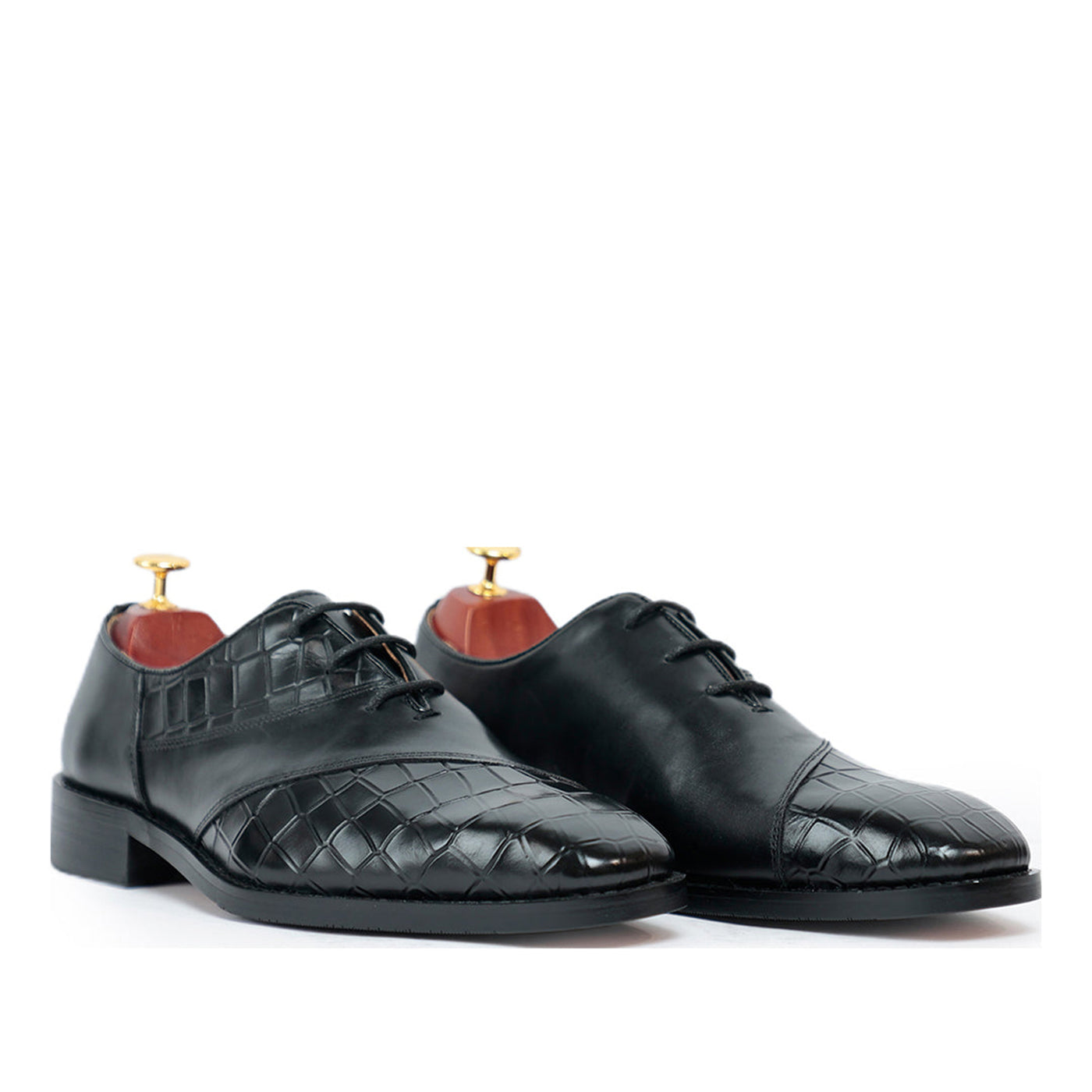 Black Croco Lace up Shoes