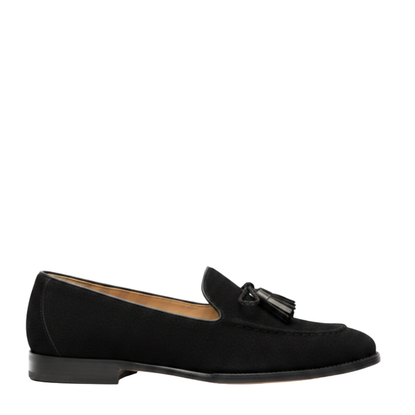 Aristo Italian Suede Tassel Loafers - Black