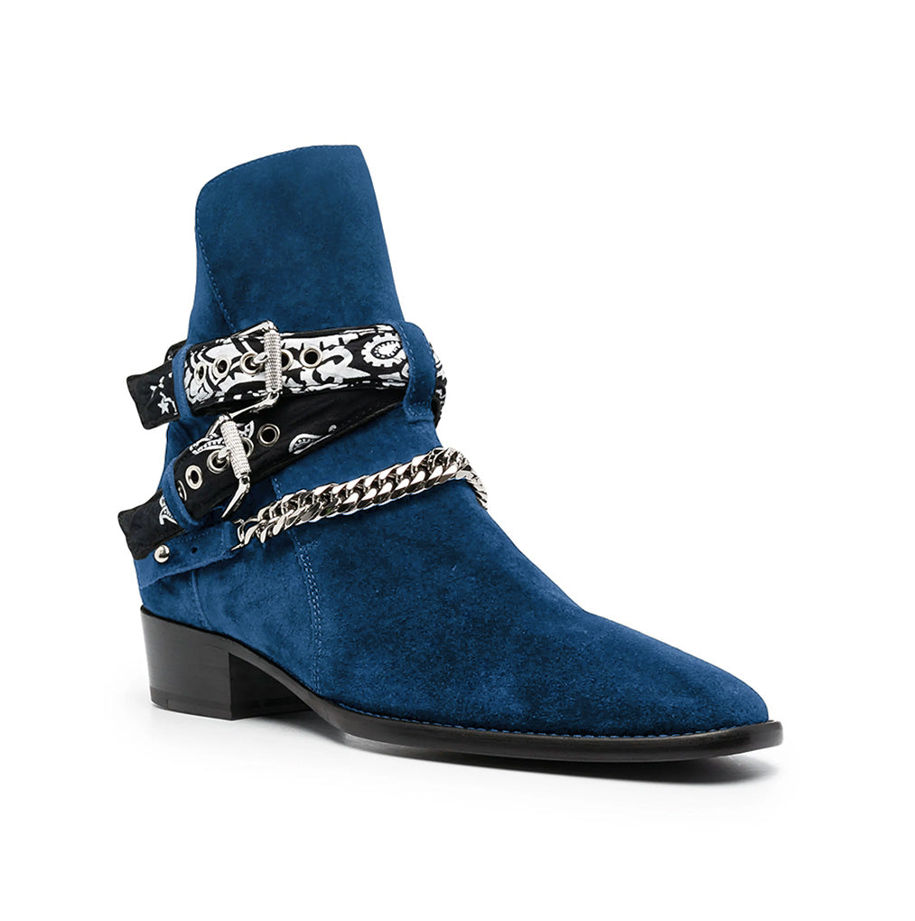 Blue Bandana Buckle Cuban Boot