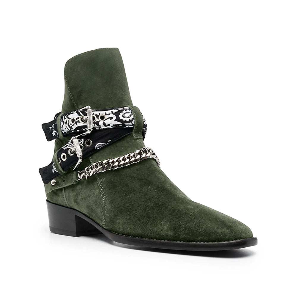 Olive Bandana Buckle Cuban Boot