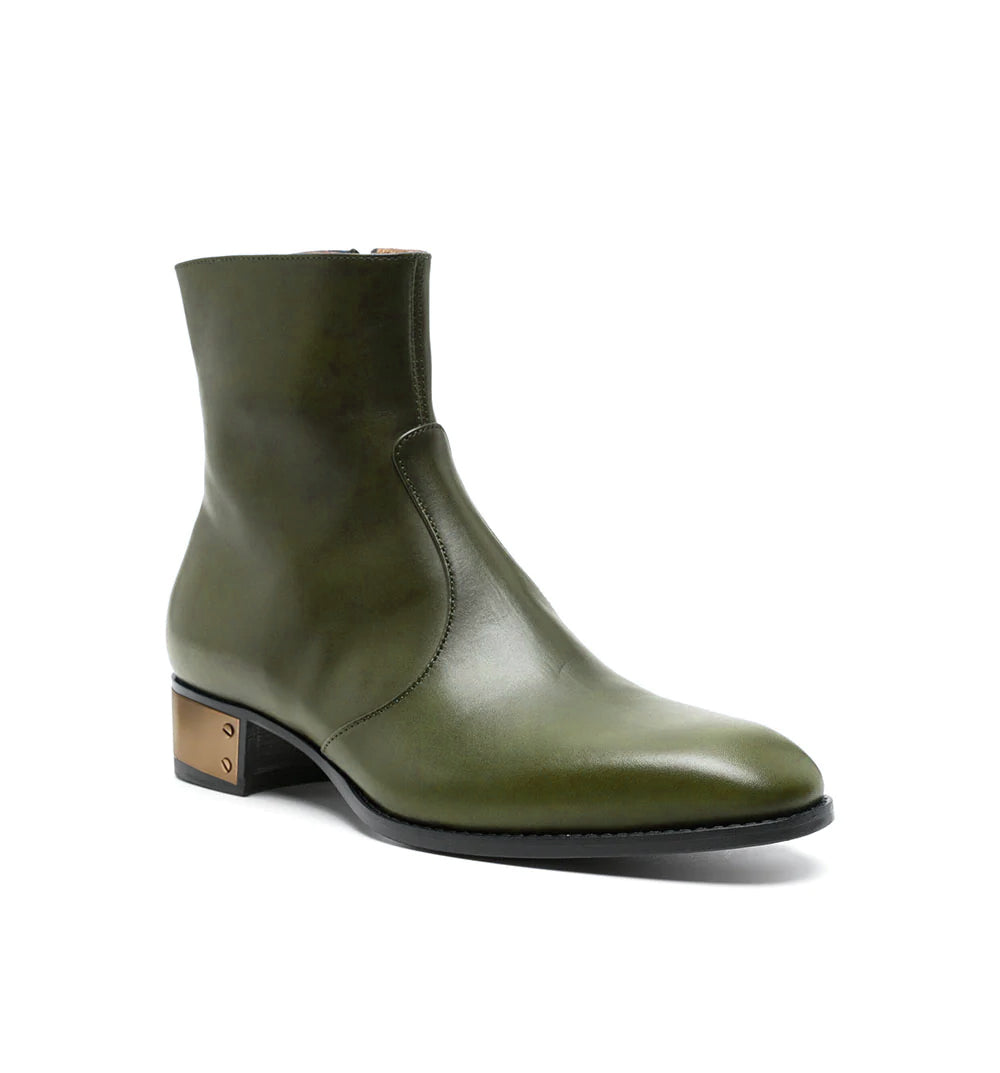 Ludhovic Olive  Leather Ankle Boots