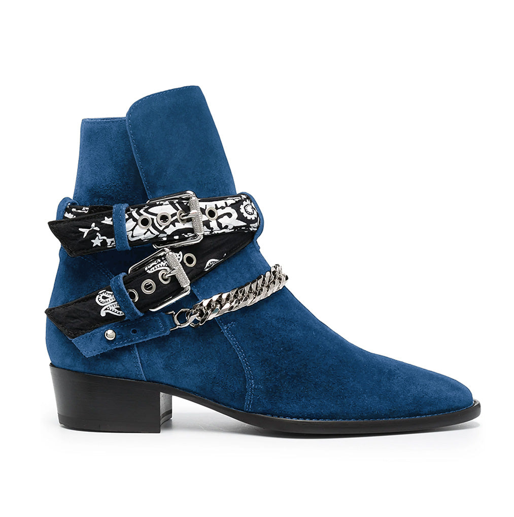 Blue Bandana Buckle Cuban Boot