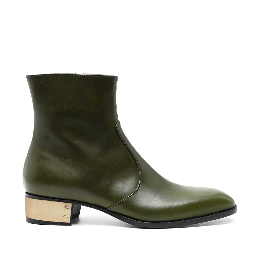 Ludhovic Olive  Leather Ankle Boots