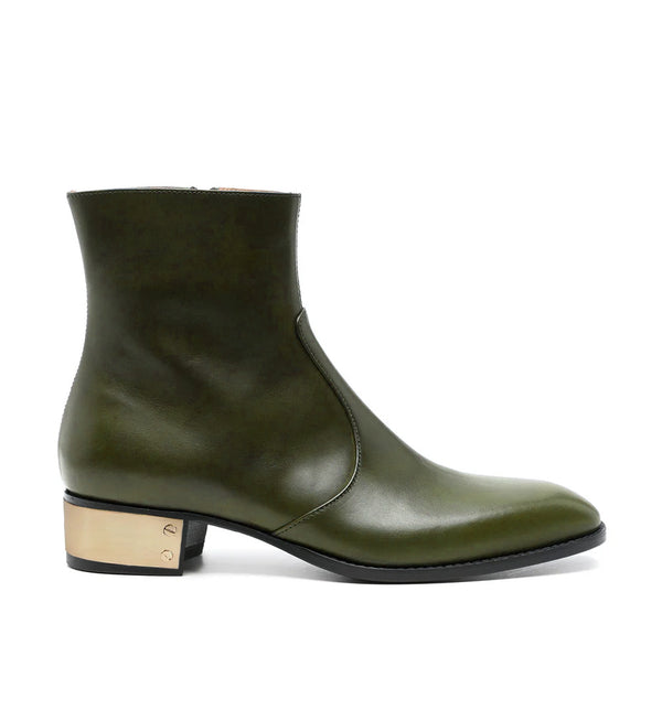 Ludhovic Leather Ankle Boots - Olive