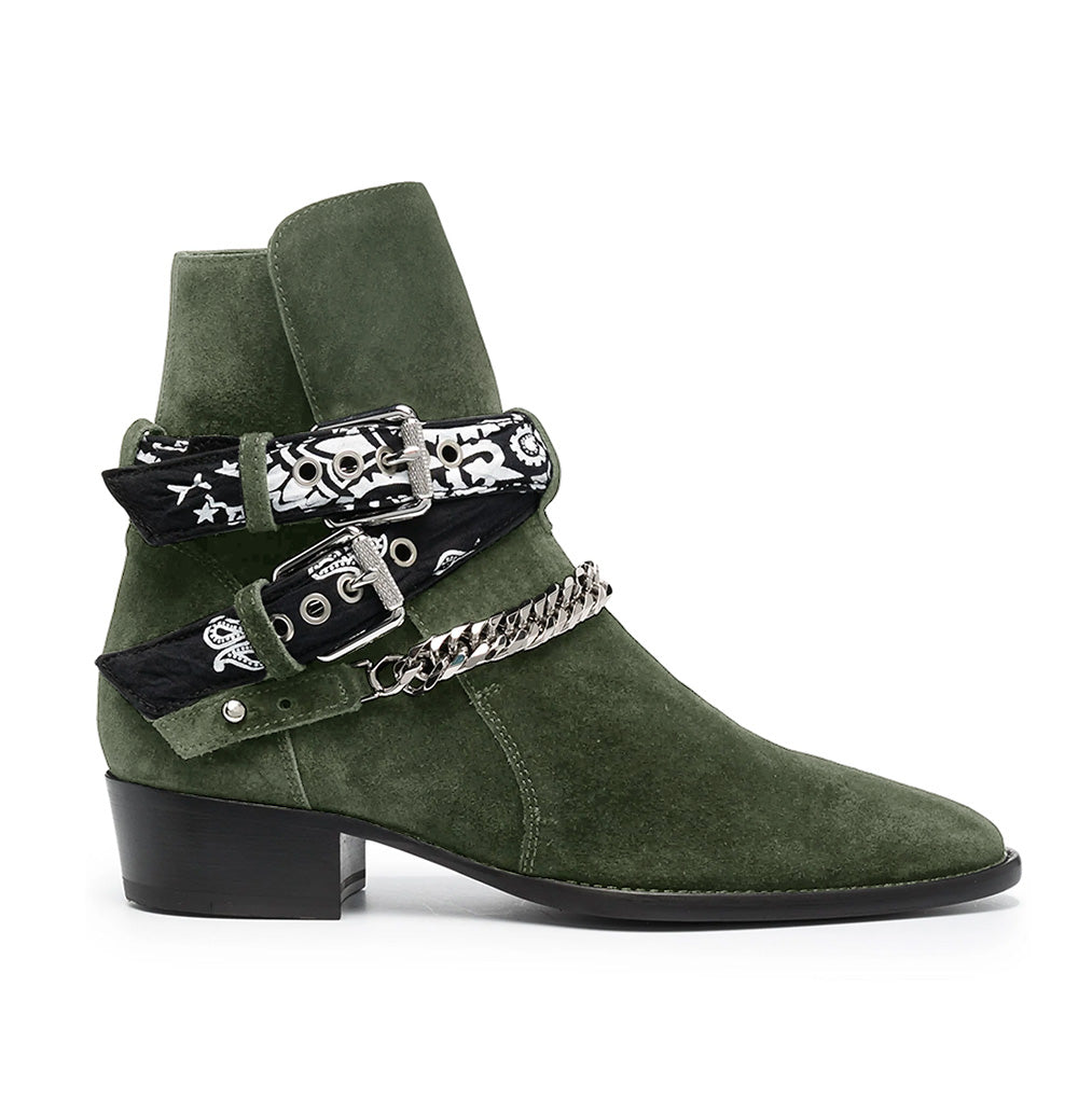 Olive Bandana Buckle Cuban Boot