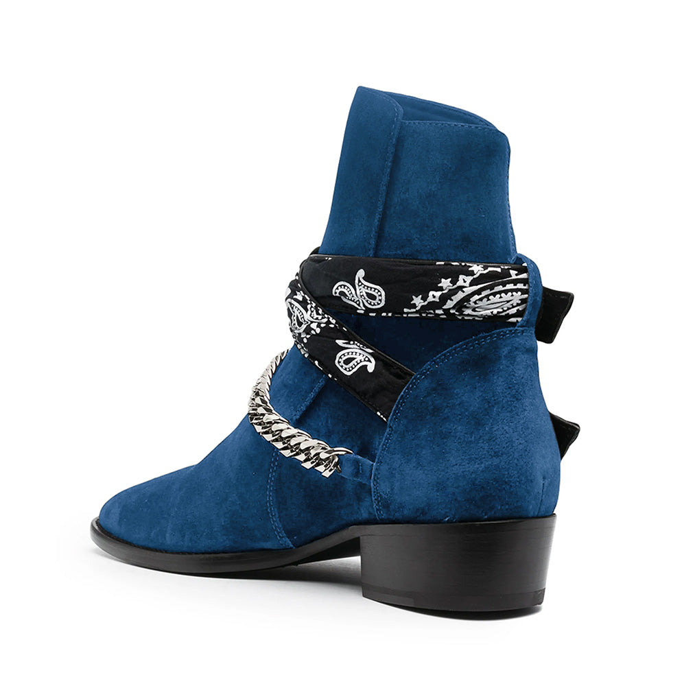 Blue Bandana Buckle Cuban Boot