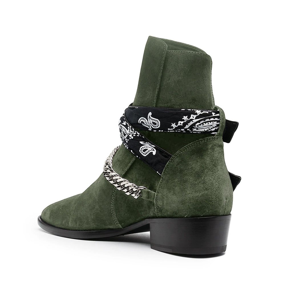 Olive Bandana Buckle Cuban Boot