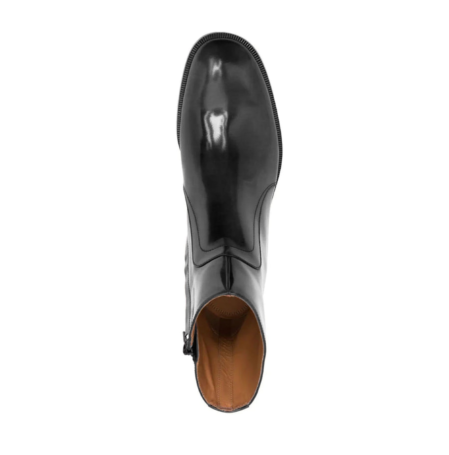 Gunmetal Waxed Leather Ankle Boots