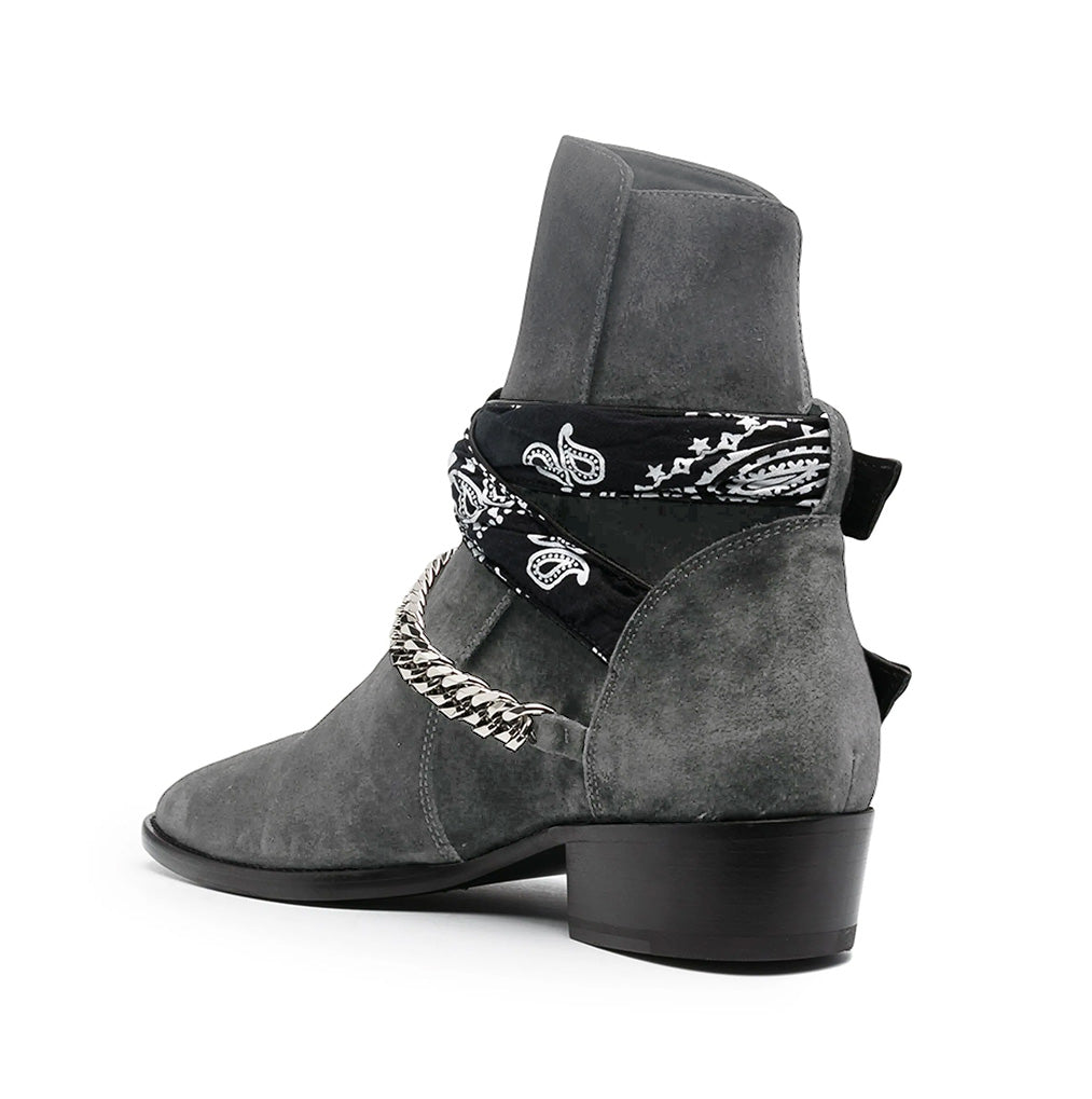 Grey Bandana Buckle Cuban Boot