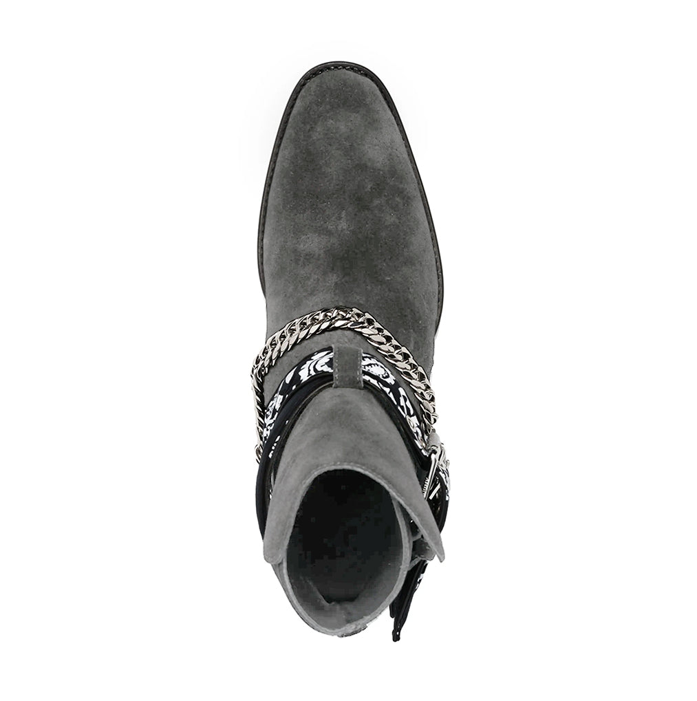 Grey Bandana Buckle Cuban Boot