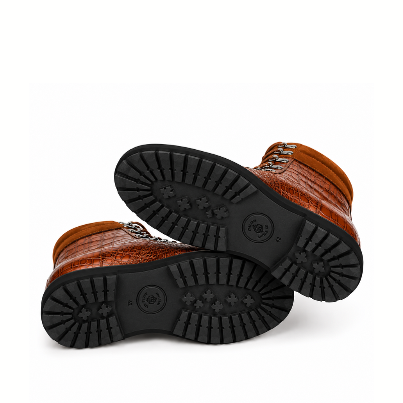 Arthur Italian Crafted Croc Lace-Up Boots