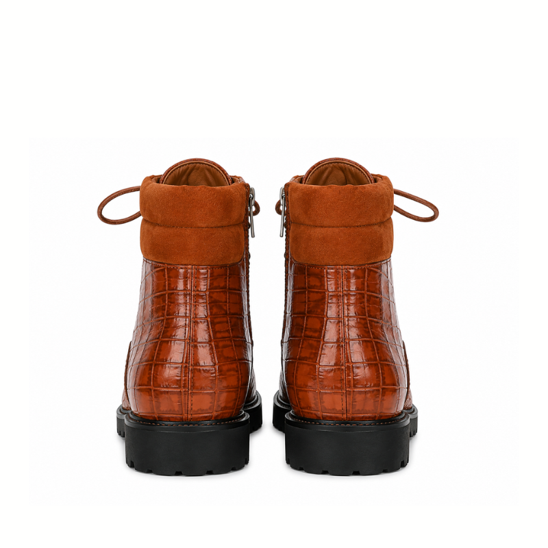 Arthur Italian Crafted Croc Lace-Up Boots