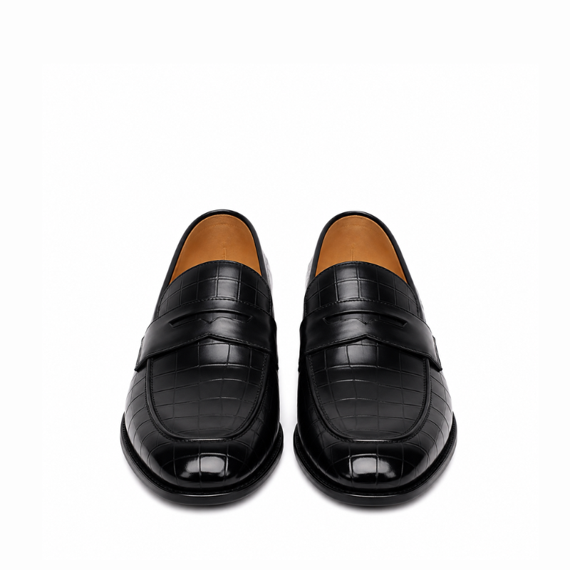 Ashton Classic Croco Penny Loafers