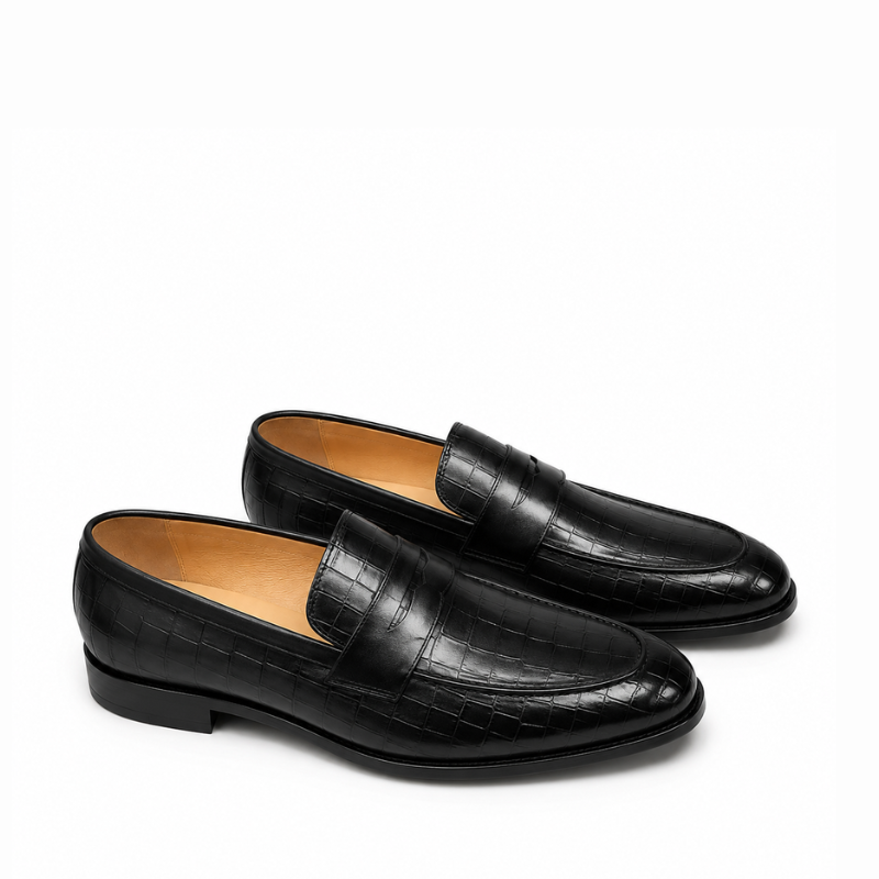 Ashton Classic Croco Penny Loafers